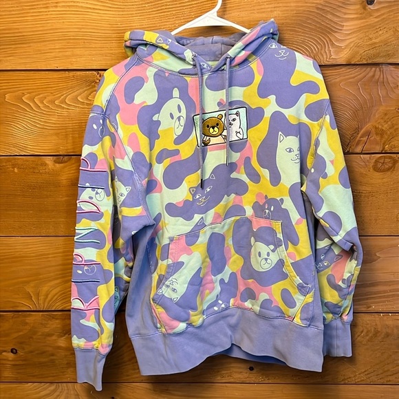 Teddy Fresh Rip N Dip Camo Hoodie S norm Teddy unisex multicolored cat camo Y2K